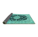 Sideview of Medallion Turquoise Traditional Rug, tr2742turq