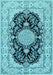 Machine Washable Medallion Light Blue Traditional Rug, wshtr2742lblu