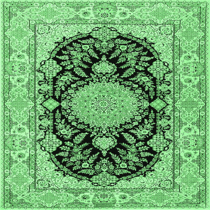 Square Medallion Emerald Green Traditional Rug, tr2742emgrn