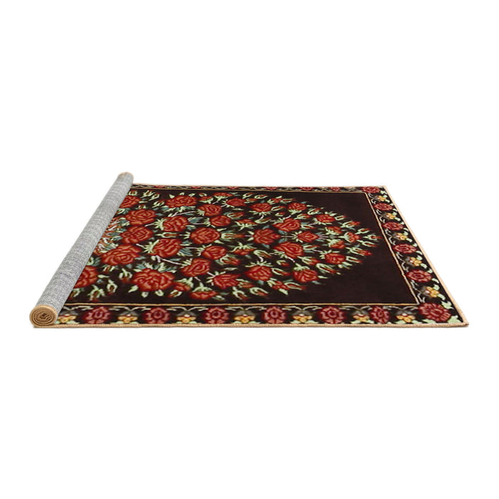 Sideview of Machine Washable Traditional Deep Red Rug, wshtr2743