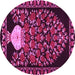 Round Machine Washable Persian Pink Traditional Rug, wshtr2743pnk