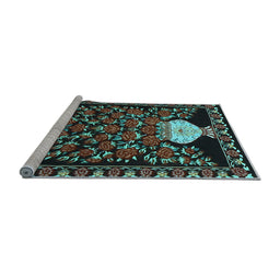 Sideview of Machine Washable Persian Light Blue Traditional Rug, wshtr2743lblu