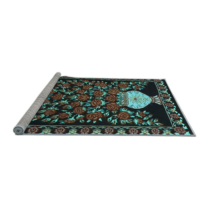 Sideview of Machine Washable Persian Light Blue Traditional Rug, wshtr2743lblu