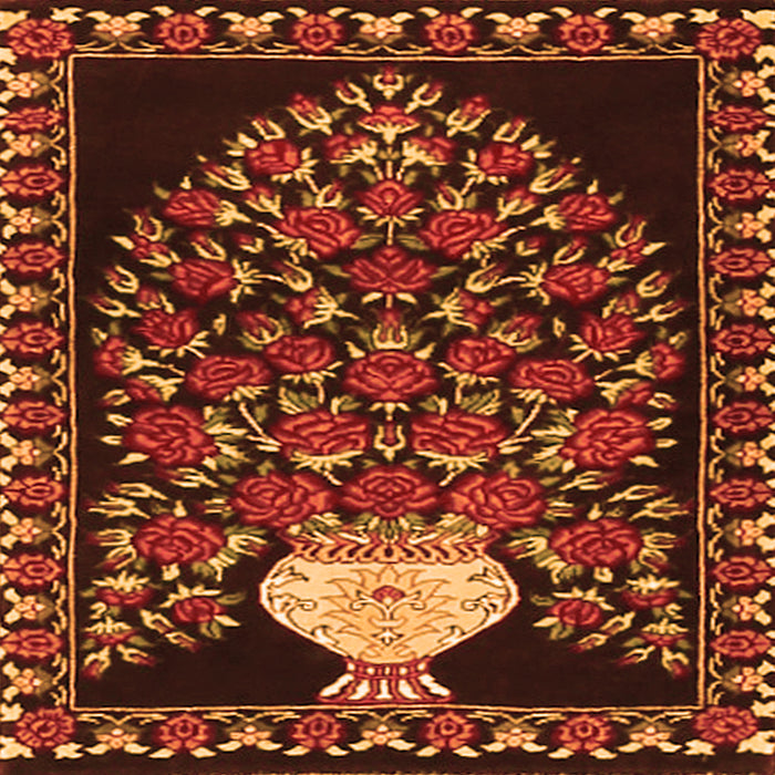 Round Machine Washable Persian Orange Traditional Area Rugs, wshtr2743org