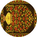 Round Persian Yellow Traditional Rug, tr2743yw