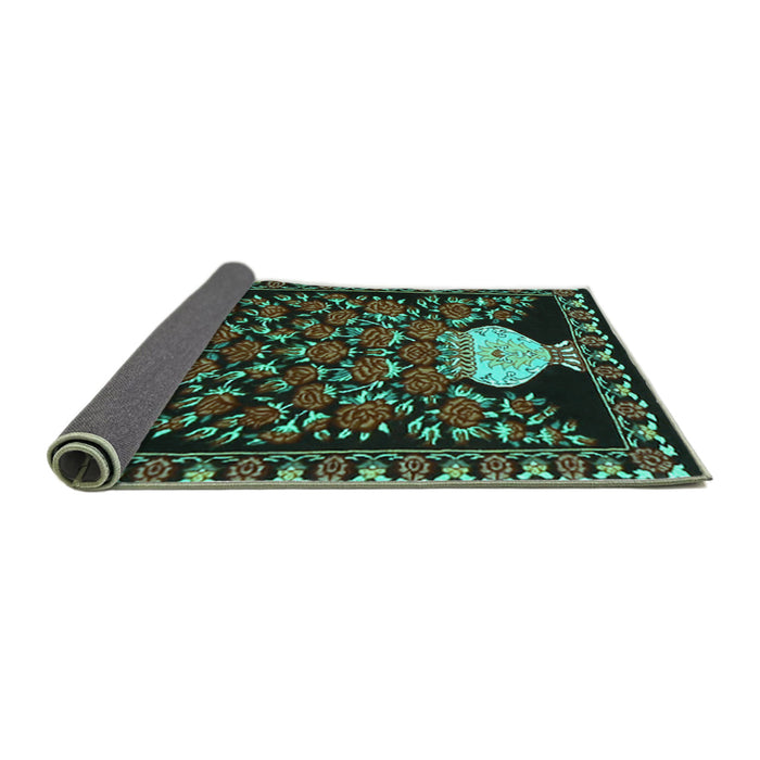 Sideview of Persian Turquoise Traditional Rug, tr2743turq