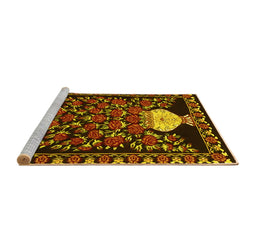 Sideview of Machine Washable Persian Yellow Traditional Rug, wshtr2743yw