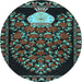 Round Persian Light Blue Traditional Rug, tr2743lblu