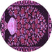 Round Machine Washable Persian Purple Traditional Area Rugs, wshtr2743pur