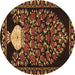 Round Machine Washable Persian Brown Traditional Rug, wshtr2743brn