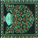 Square Persian Turquoise Traditional Rug, tr2743turq