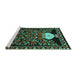 Sideview of Machine Washable Persian Turquoise Traditional Area Rugs, wshtr2743turq