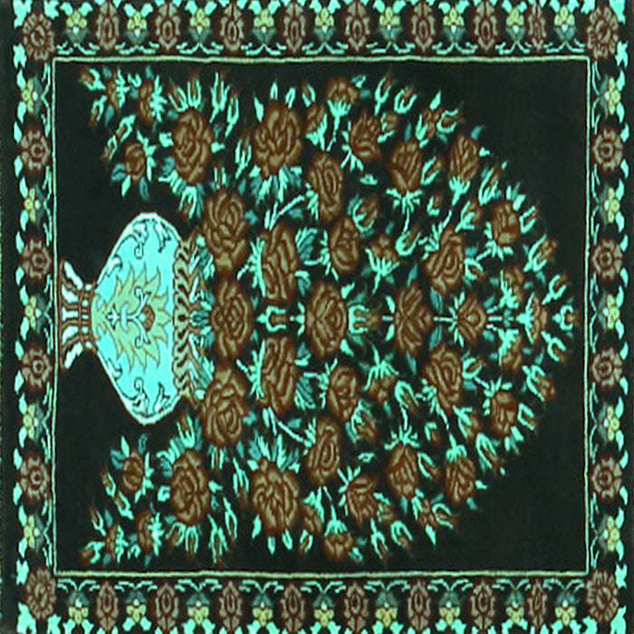 Square Machine Washable Persian Turquoise Traditional Area Rugs, wshtr2743turq