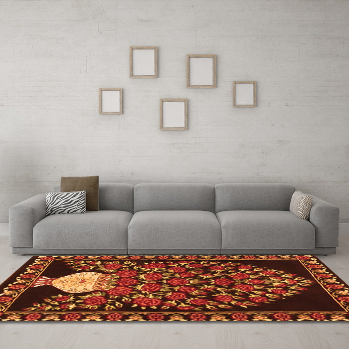 Machine Washable Persian Orange Traditional Area Rugs in a Living Room, wshtr2743org