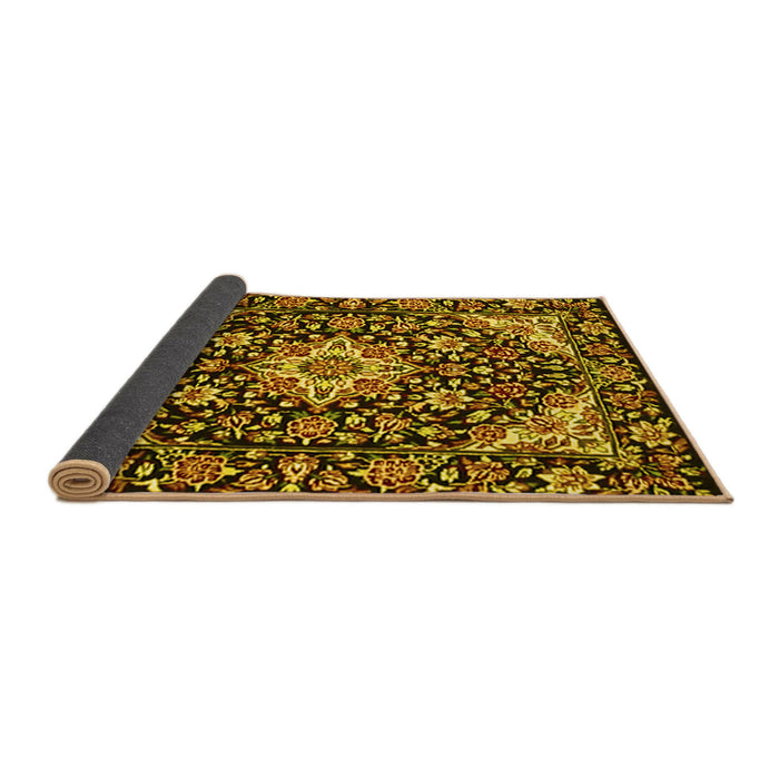 Sideview of Medallion Yellow Traditional Rug, tr2744yw