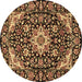 Round Medallion Brown Traditional Rug, tr2744brn