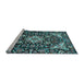 Sideview of Machine Washable Medallion Light Blue Traditional Rug, wshtr2744lblu