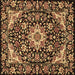 Square Medallion Brown Traditional Rug, tr2744brn