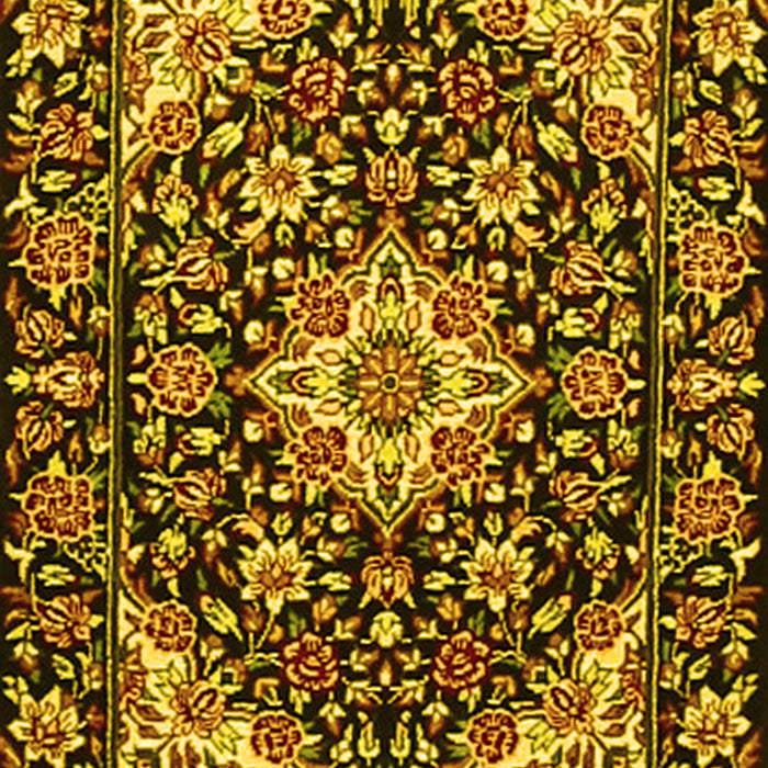 Machine Washable Medallion Yellow Traditional Rug, wshtr2744yw