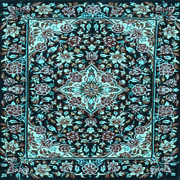 Square Medallion Light Blue Traditional Rug, tr2744lblu