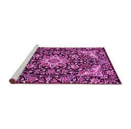 Sideview of Machine Washable Medallion Pink Traditional Rug, wshtr2744pnk