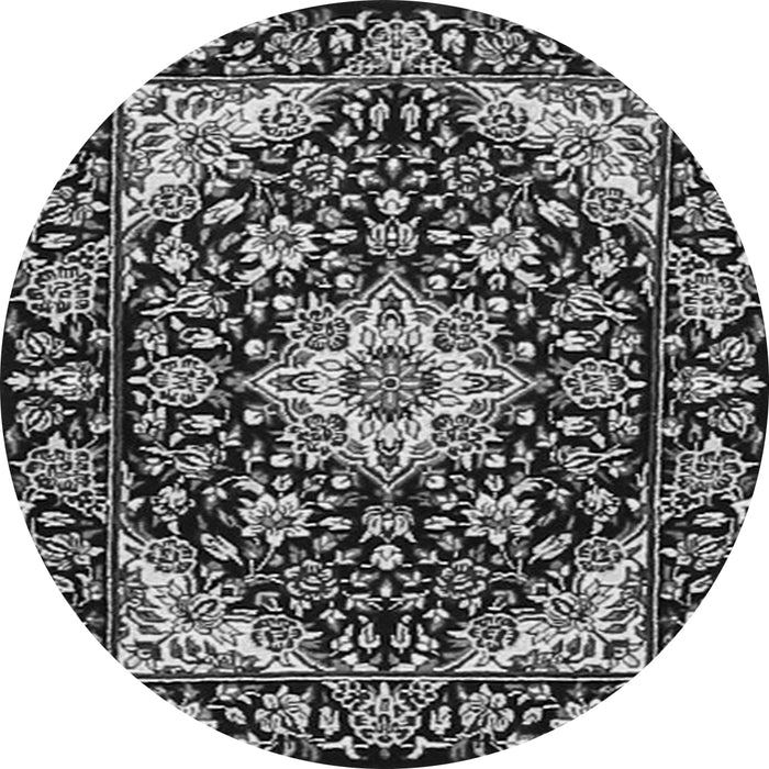 Machine Washable Medallion Gray Traditional Rug, wshtr2744gry