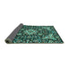 Sideview of Medallion Turquoise Traditional Rug, tr2744turq