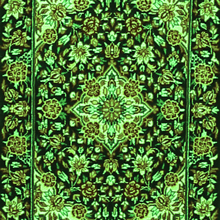 Serging Thickness of Machine Washable Medallion Green Traditional Area Rugs, wshtr2744grn