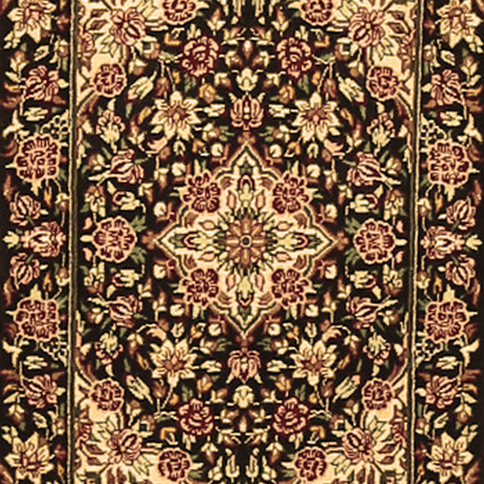 Machine Washable Medallion Brown Traditional Rug, wshtr2744brn