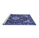 Sideview of Machine Washable Medallion Blue Traditional Rug, wshtr2744blu