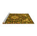 Sideview of Machine Washable Medallion Yellow Traditional Rug, wshtr2744yw