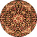 Machine Washable Medallion Orange Traditional Area Rugs, wshtr2744org