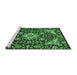 Sideview of Machine Washable Medallion Emerald Green Traditional Area Rugs, wshtr2744emgrn