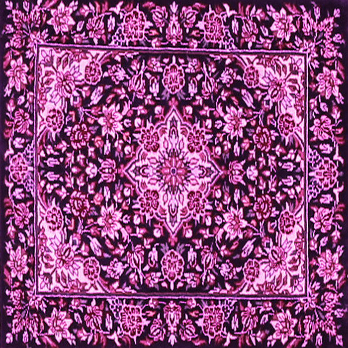 Square Machine Washable Medallion Pink Traditional Rug, wshtr2744pnk