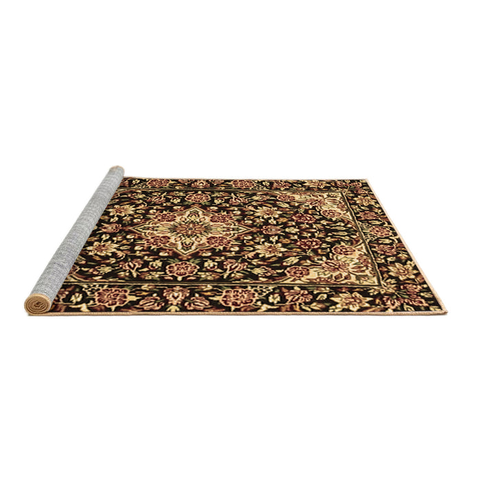 Sideview of Machine Washable Medallion Brown Traditional Rug, wshtr2744brn