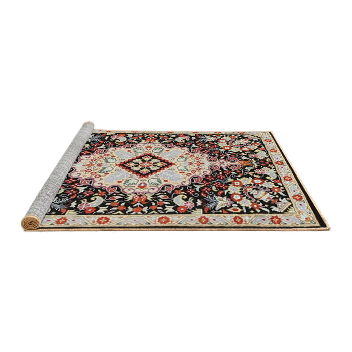 Sideview of Machine Washable Traditional Tan Brown Rug, wshtr2745