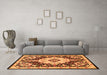 Machine Washable Medallion Orange Traditional Area Rugs in a Living Room, wshtr2745org