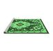 Sideview of Machine Washable Medallion Emerald Green Traditional Area Rugs, wshtr2745emgrn