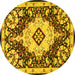 Round Medallion Yellow Traditional Rug, tr2745yw