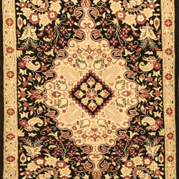 Machine Washable Medallion Brown Traditional Rug, wshtr2745brn