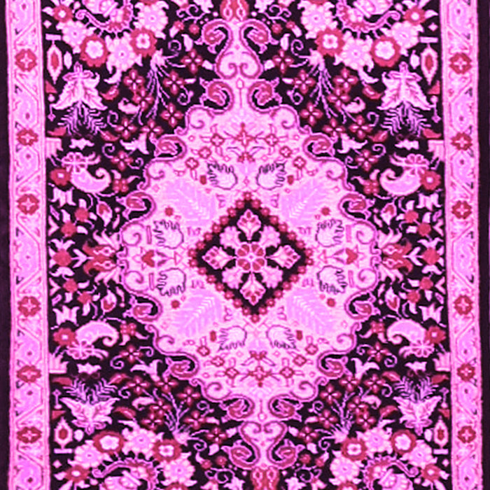 Machine Washable Medallion Pink Traditional Rug, wshtr2745pnk