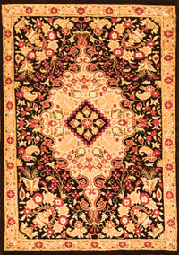 Medallion Orange Traditional Rug, tr2745org