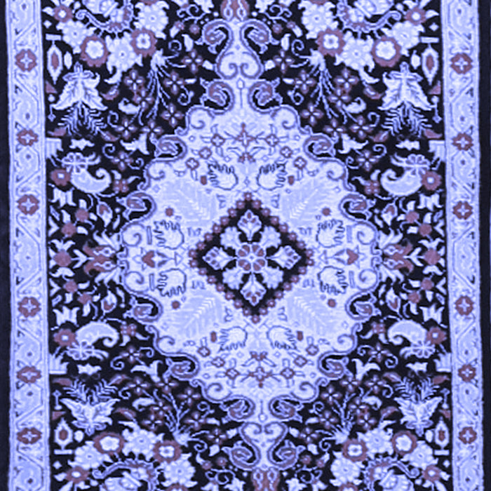 Machine Washable Medallion Blue Traditional Rug, wshtr2745blu