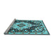 Sideview of Machine Washable Medallion Light Blue Traditional Rug, wshtr2745lblu