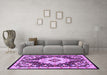 Machine Washable Medallion Purple Traditional Area Rugs in a Living Room, wshtr2745pur