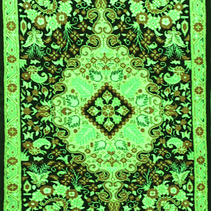 Serging Thickness of Machine Washable Medallion Green Traditional Area Rugs, wshtr2745grn