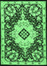 Machine Washable Medallion Emerald Green Traditional Area Rugs, wshtr2745emgrn