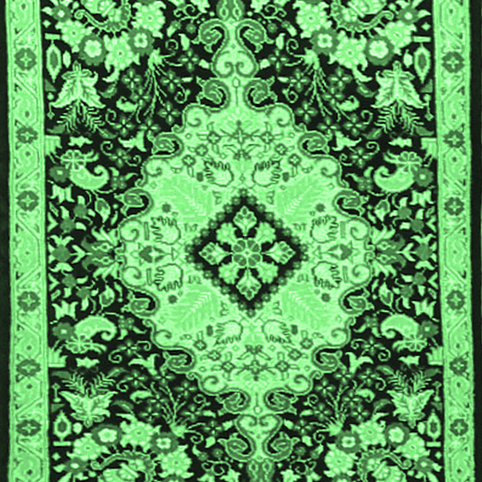 Machine Washable Medallion Emerald Green Traditional Area Rugs, wshtr2745emgrn