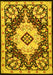 Machine Washable Medallion Yellow Traditional Rug, wshtr2745yw