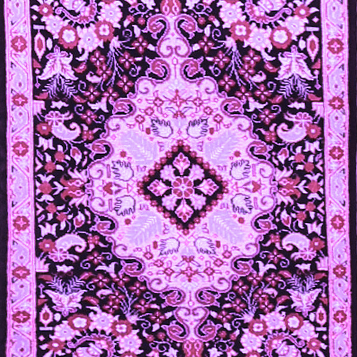 Machine Washable Medallion Purple Traditional Area Rugs, wshtr2745pur